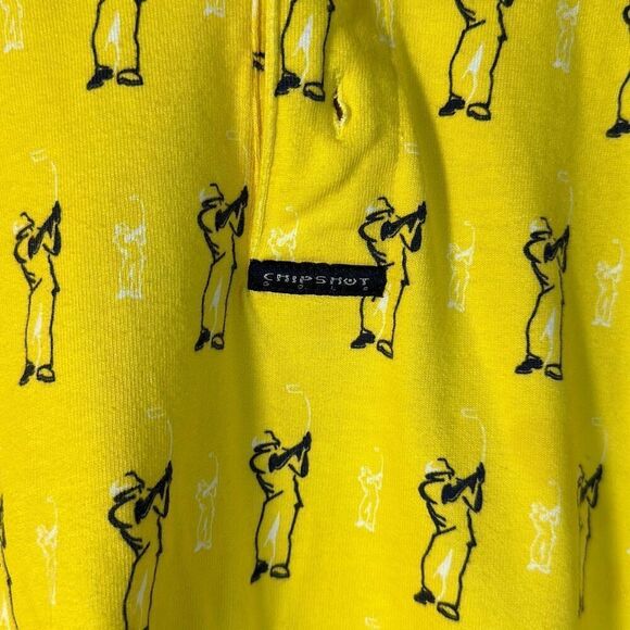 CHIPSHOT Golf All Over Print Golf Polo Short Sleeve Shirt Men's Large Yellow - Picture 3 of 8